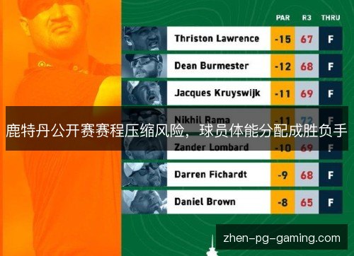 鹿特丹公开赛赛程压缩风险，球员体能分配成胜负手